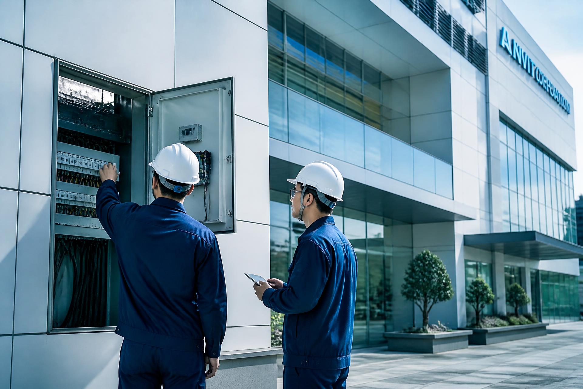 Equipe técnica da SERVUS executando manutenção em ambiente empresarial